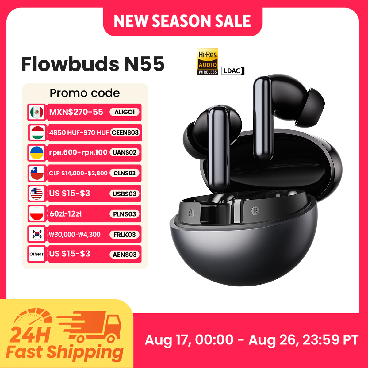 Earbuds Anc Wireless - HAYLOU Flowbuds N55 Wireless Earbuds 54dB